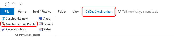 CalDav Synchronizer tab